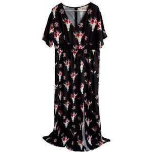 MISSLOOK Black Floral Maxi Dress Size 2XL